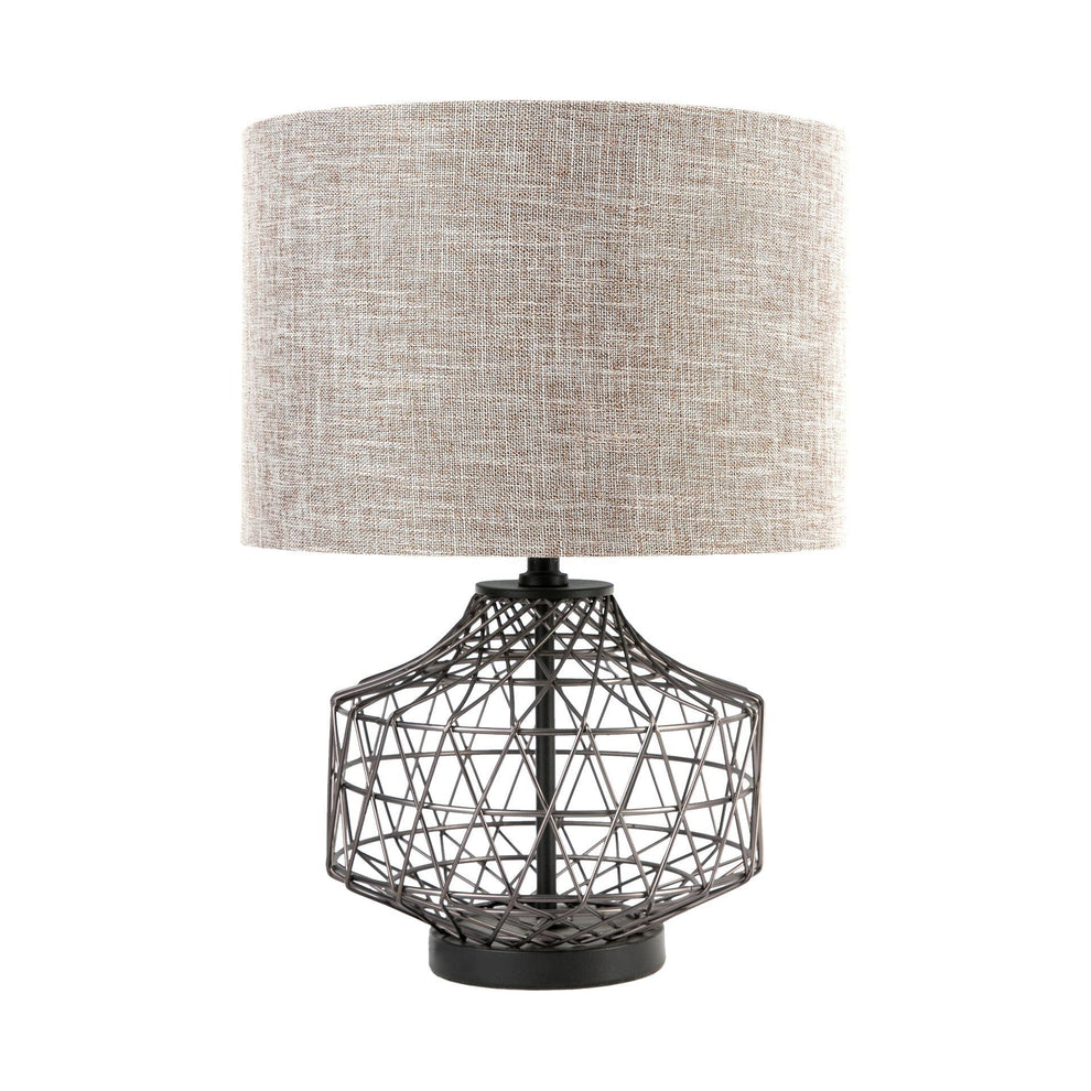 Gray Metal Basket Design Table or Desk Lamp By Homeroots | Desk Lamps | Modishstore - 2