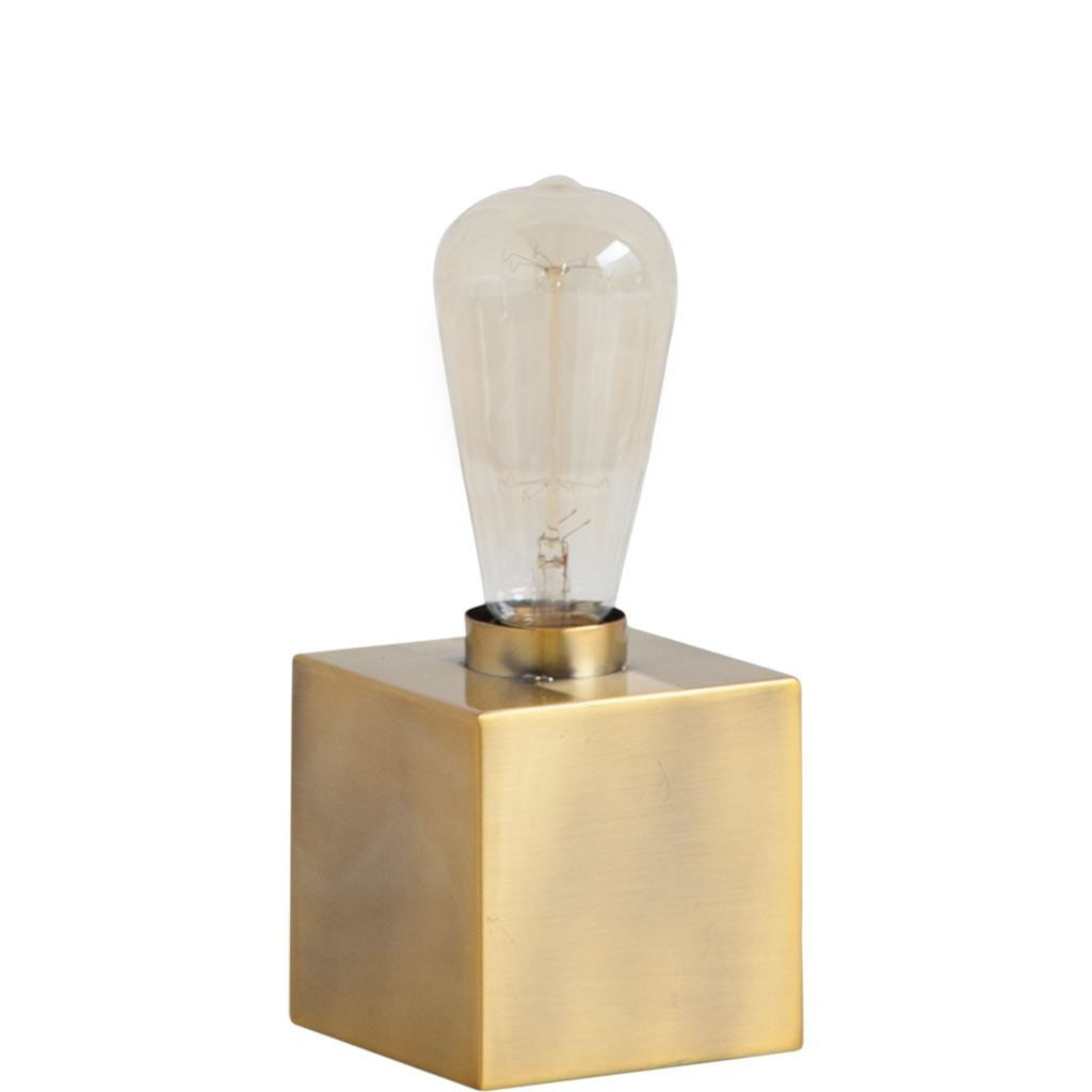 Gold Square Exposed Bulb Table or Desk Lamp By Homeroots | Desk Lamps | Modishstore