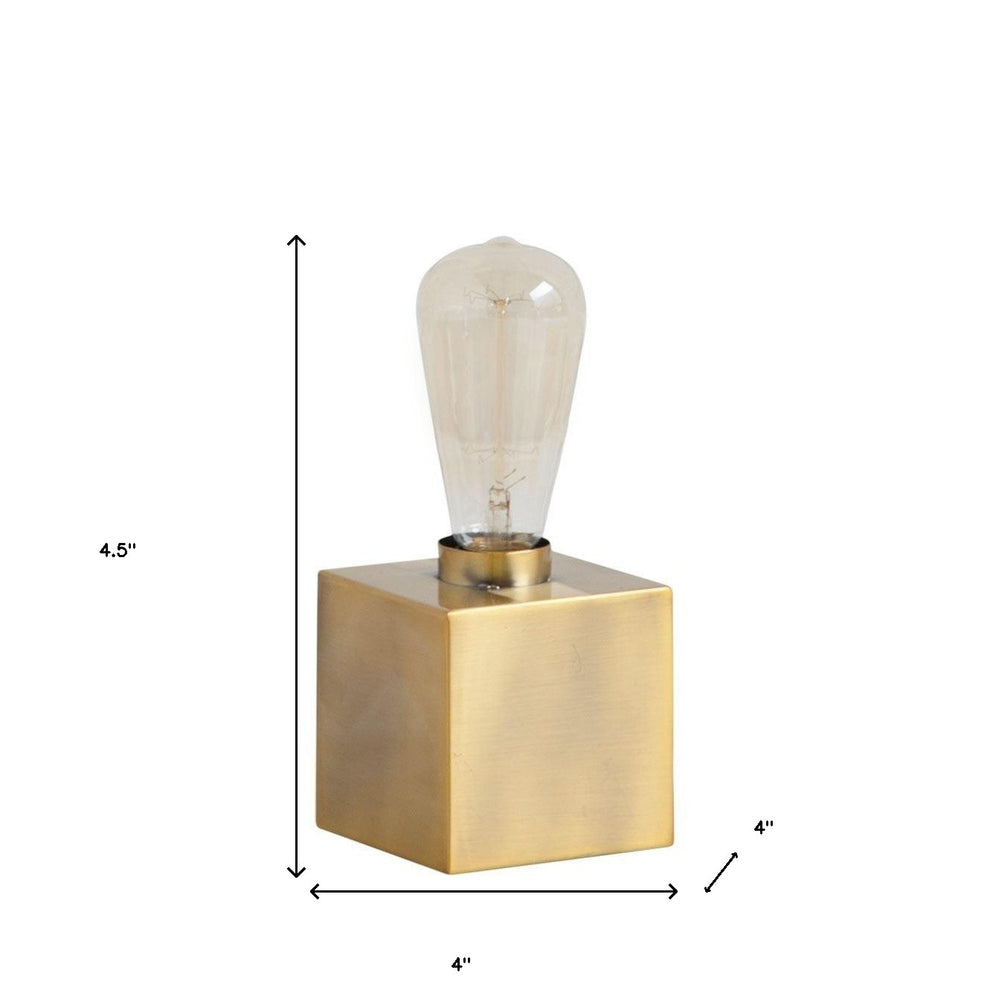 Gold Square Exposed Bulb Table or Desk Lamp By Homeroots | Desk Lamps | Modishstore - 3