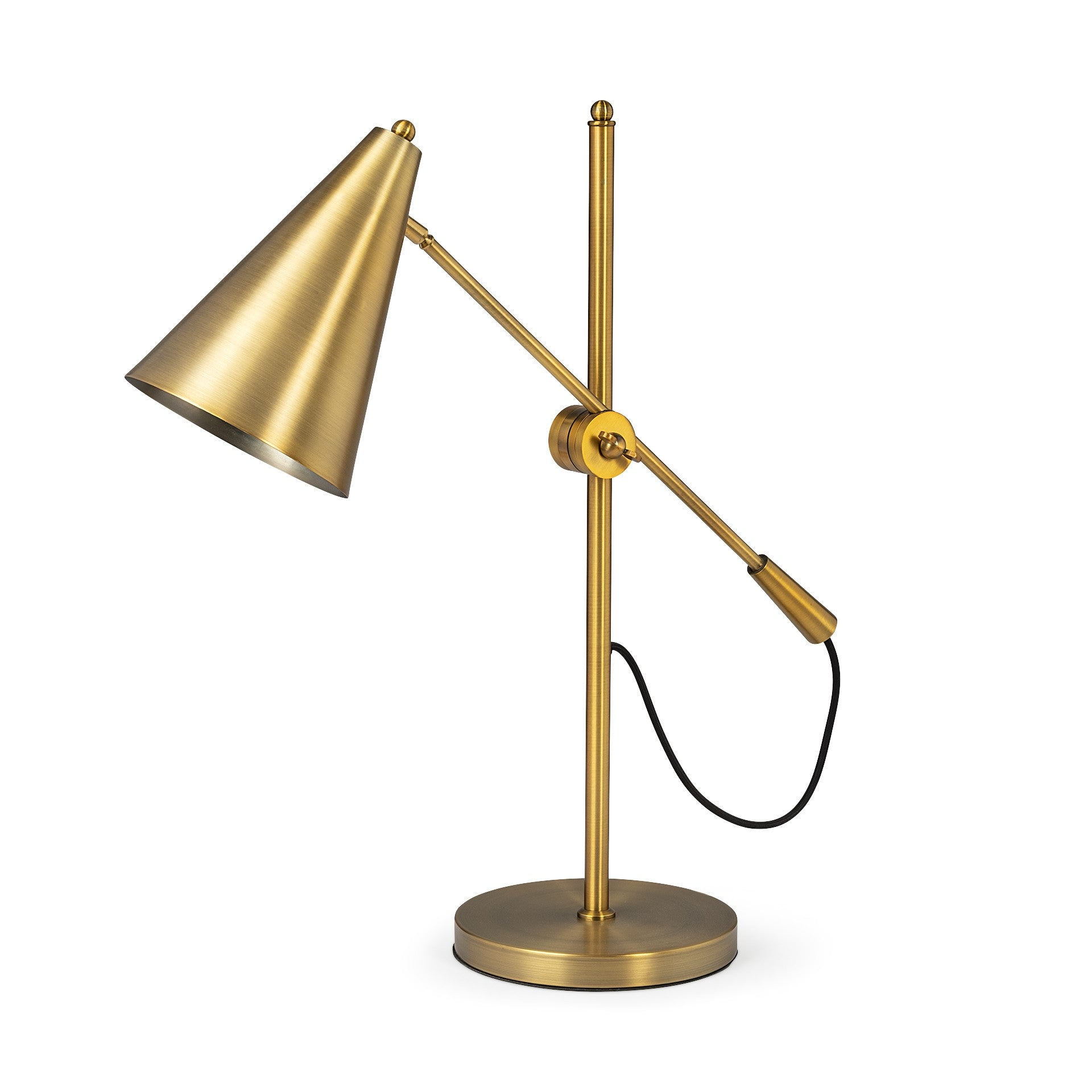 Sleek Golden Cone Adjustable Table or Desk Lamp By Homeroots | Desk Lamps | Modishstore - 2