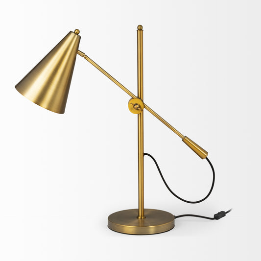 Sleek Golden Cone Adjustable Table or Desk Lamp By Homeroots | Desk Lamps | Modishstore - 2