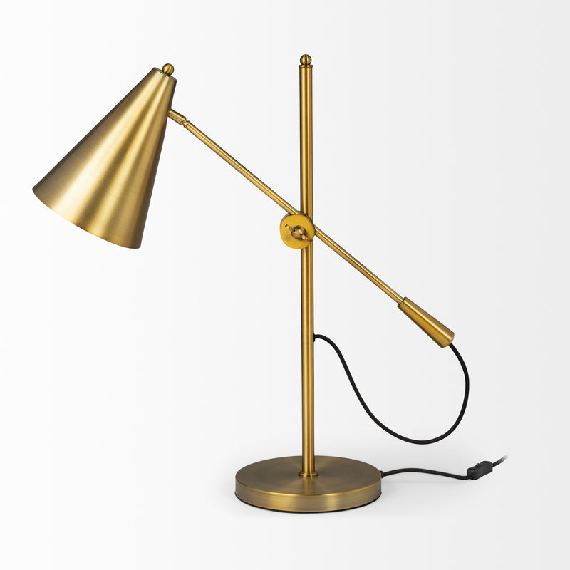 Sleek Golden Cone Adjustable Table or Desk Lamp By Homeroots | Desk Lamps | Modishstore