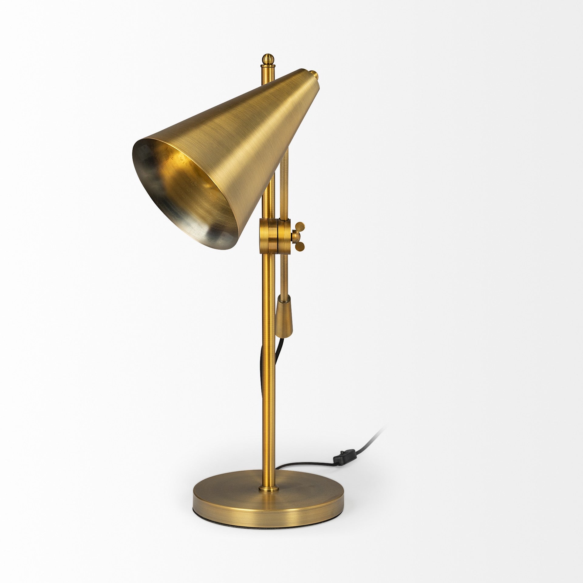 Sleek Golden Cone Adjustable Table or Desk Lamp By Homeroots | Desk Lamps | Modishstore - 4