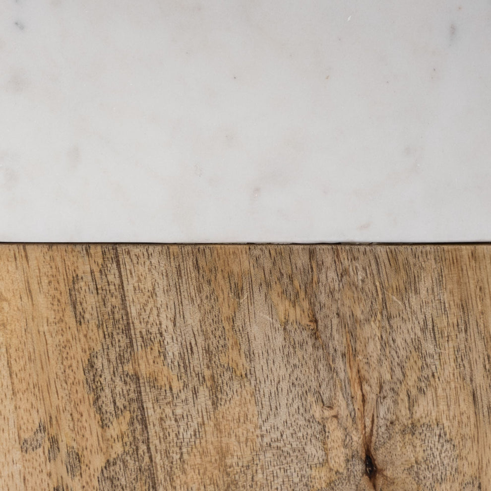 White Marble and Natural Wood Block Table or Desk Lamp By Homeroots | Desk Lamps | Modishstore - 3