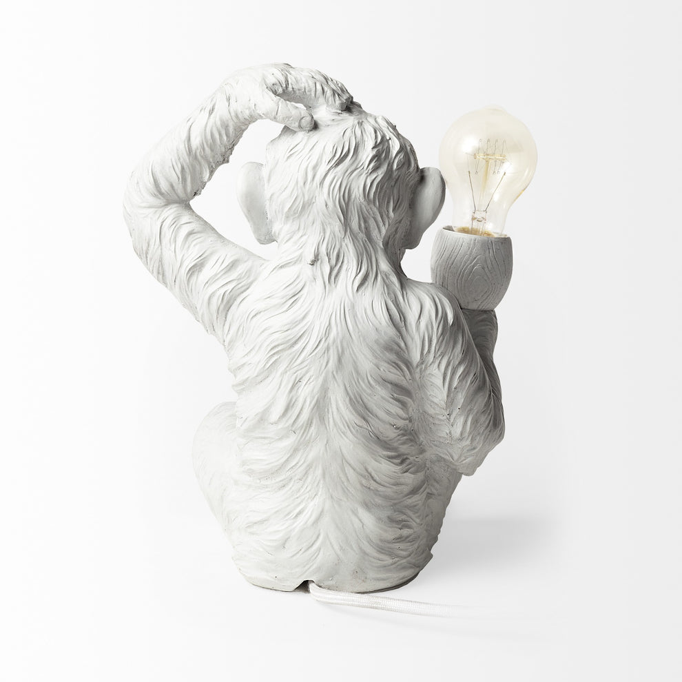 White Whimsical Monkey Table or Desk Lamp By Homeroots | Desk Lamps | Modishstore - 4