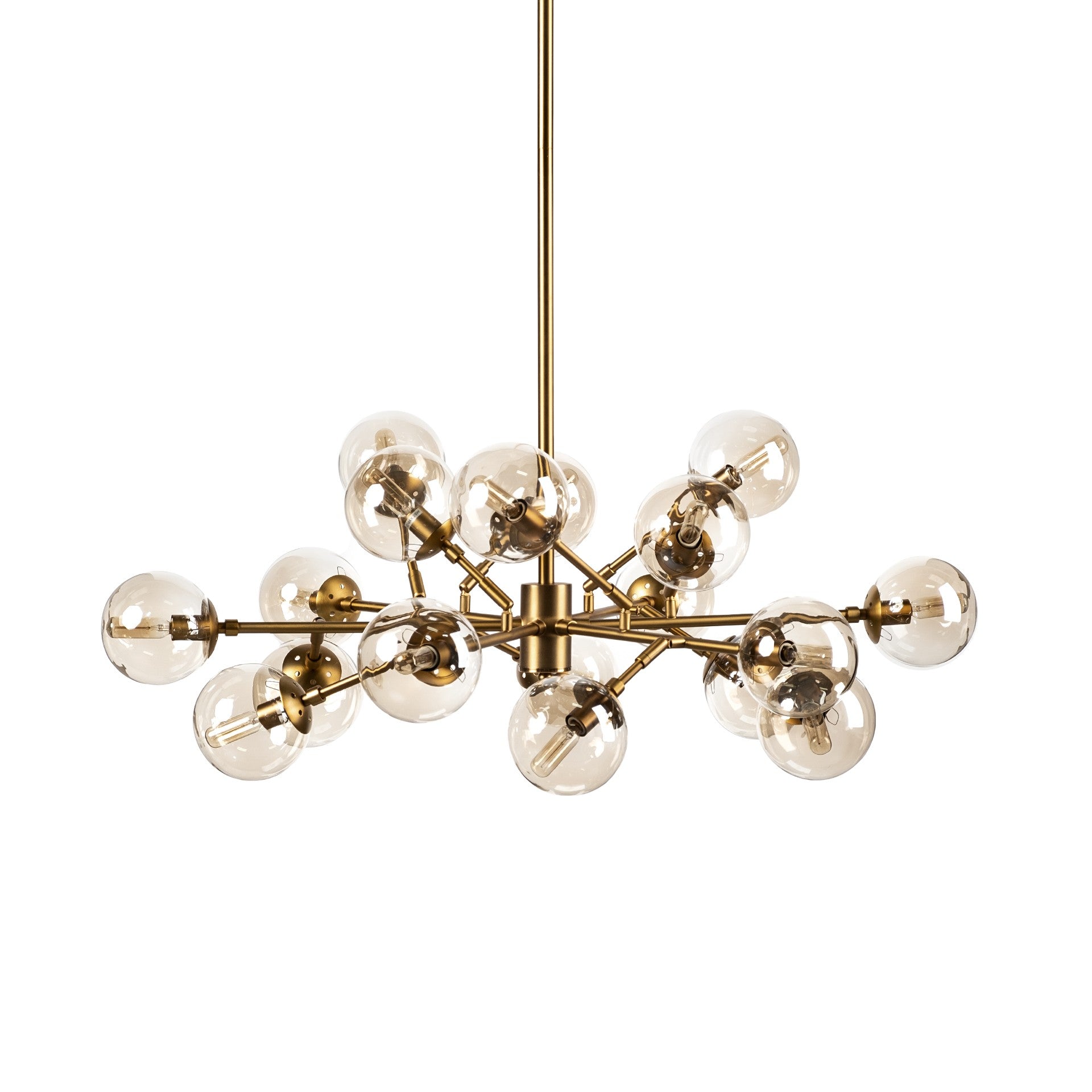 Gold Metal Eighteen Bulb Hanging Chandelier By Homeroots | Chandeliers | Modishstore - 2