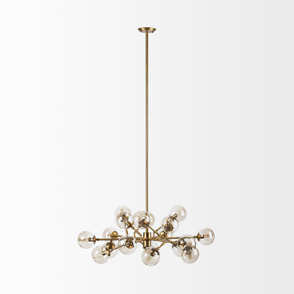 Gold Metal Eighteen Bulb Hanging Chandelier By Homeroots | Chandeliers | Modishstore - 3