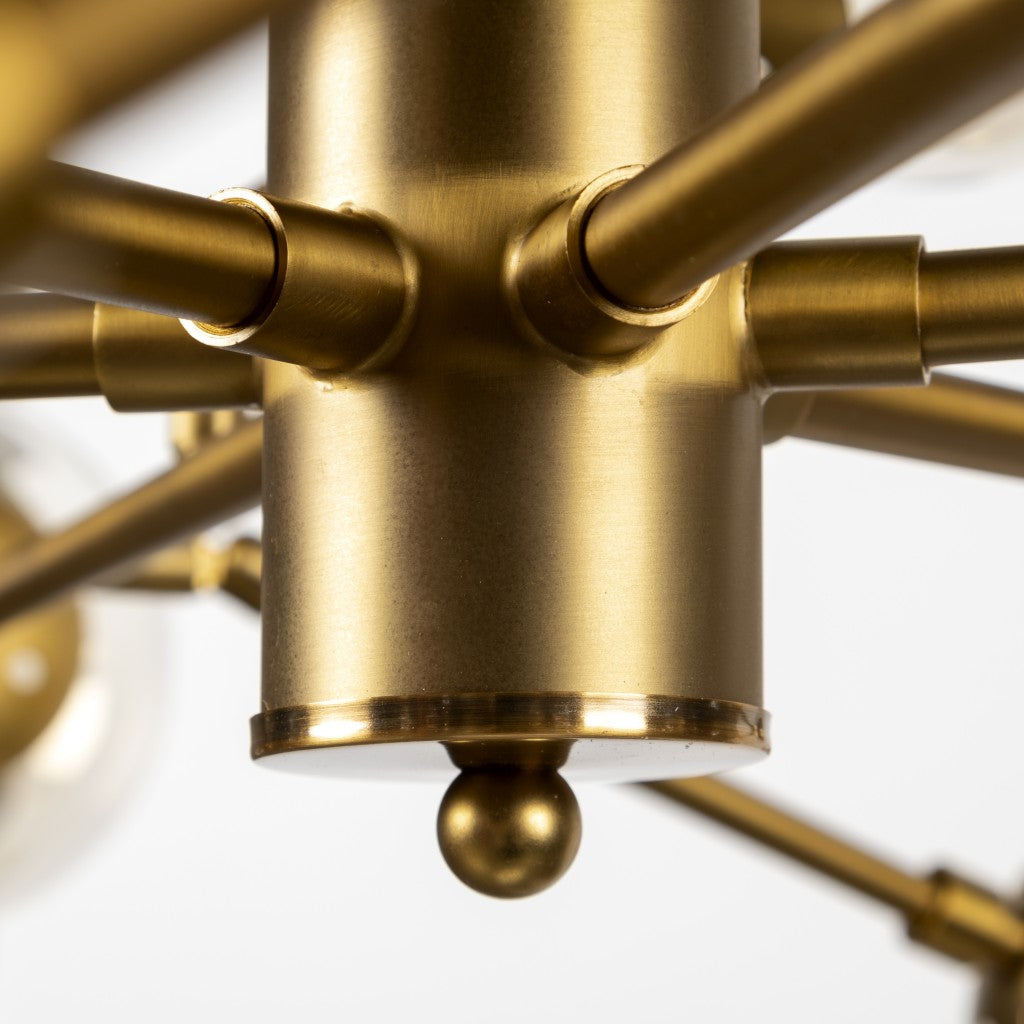 Gold Metal Eighteen Bulb Hanging Chandelier By Homeroots | Chandeliers | Modishstore - 5