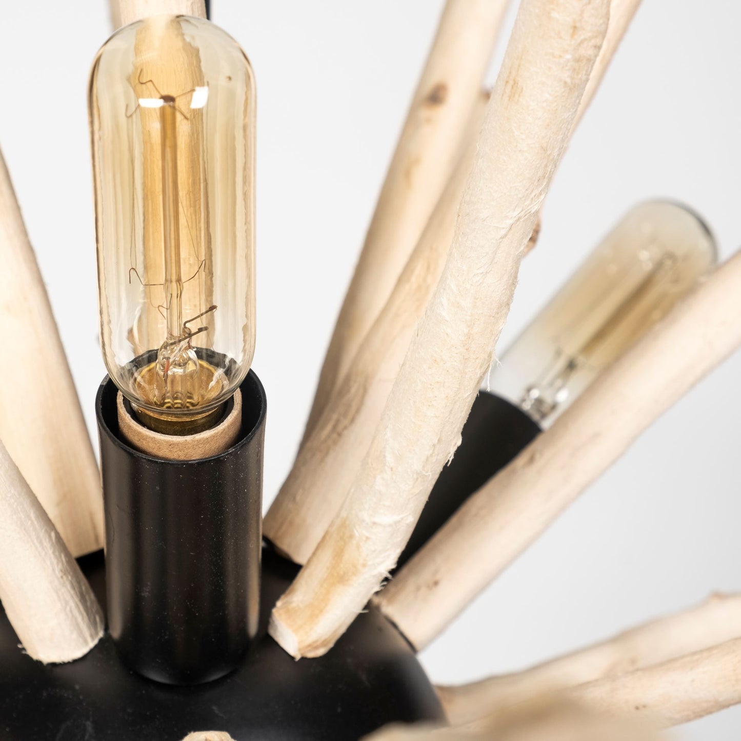 Wood and Metal Starburst Six Bulb Hanging Light By Homeroots | Chandeliers | Modishstore - 5