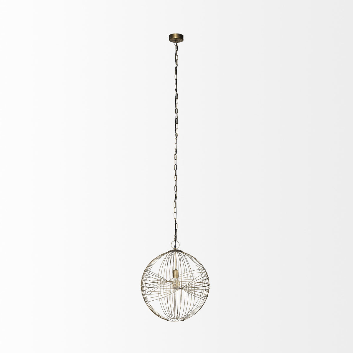 Gold Metal Globe Hanging Light By Homeroots | Chandeliers | Modishstore
