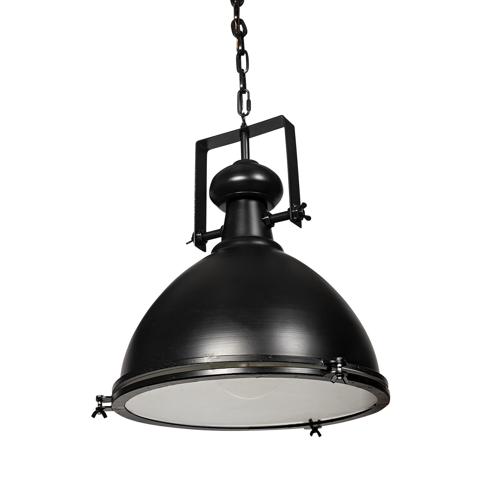 Industrial Black Metal Hanging Pendant Light By Homeroots | Pendant Lamps | Modishstore - 2