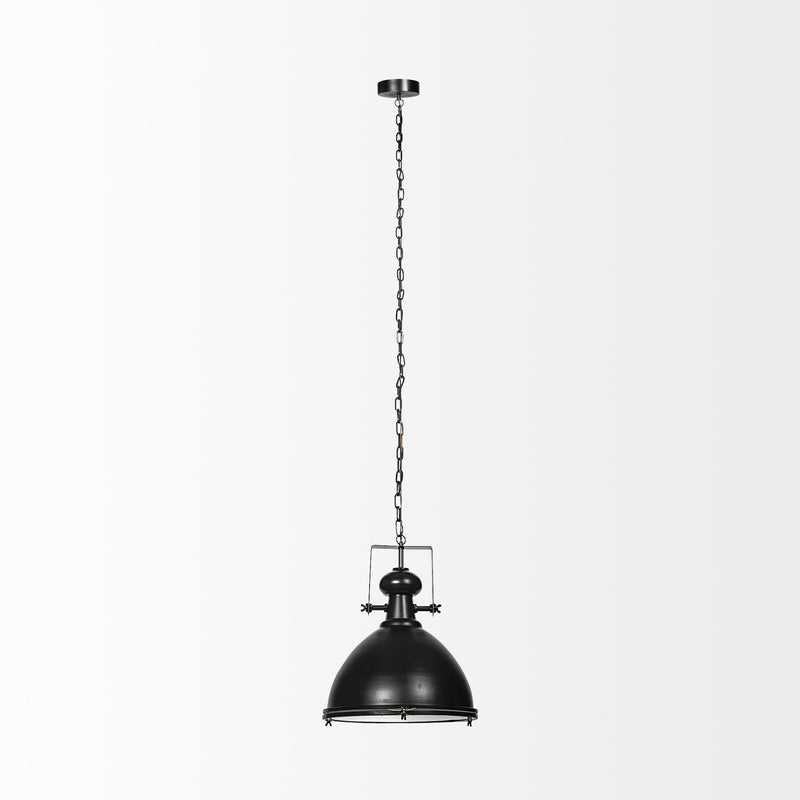 Industrial Black Metal Hanging Pendant Light By Homeroots | Pendant Lamps | Modishstore - 2