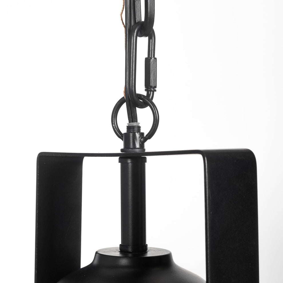 Industrial Black Metal Hanging Pendant Light By Homeroots | Pendant Lamps | Modishstore - 4