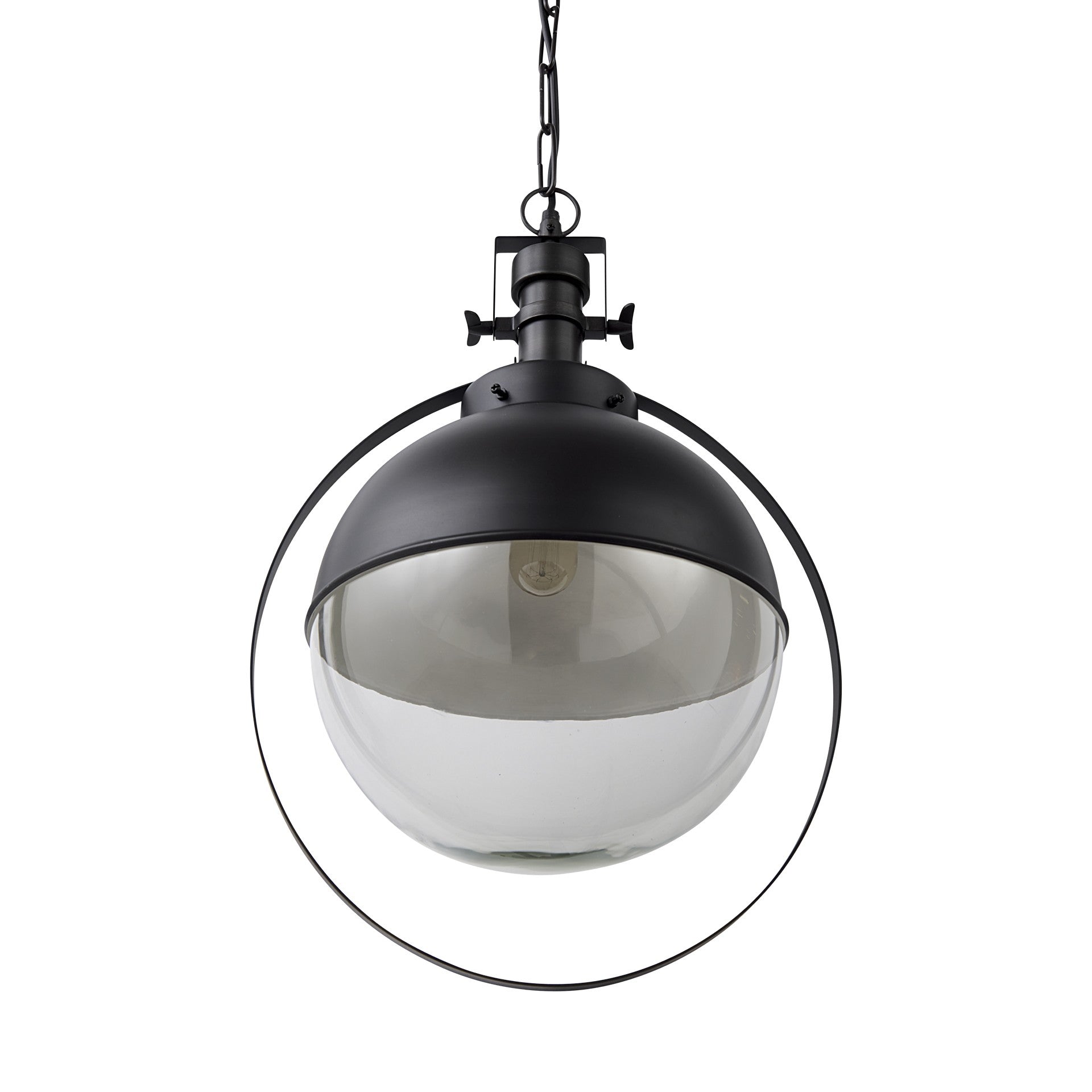 Black Metal Sphere Pendant Hanging Light By Homeroots | Pendant Lamps | Modishstore - 2