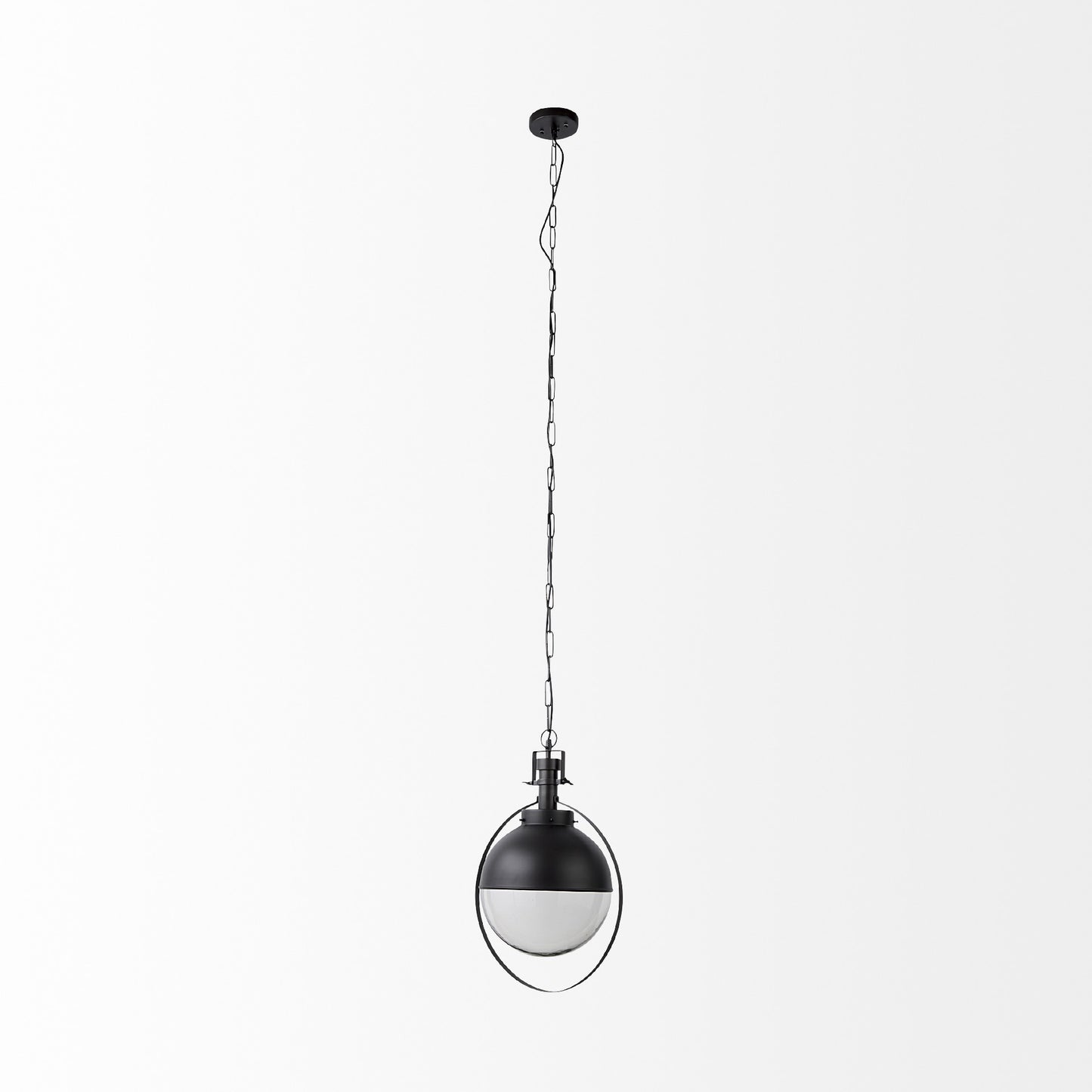Black Metal Sphere Pendant Hanging Light By Homeroots | Pendant Lamps | Modishstore