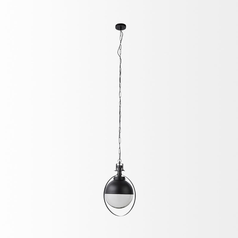 Black Metal Sphere Pendant Hanging Light By Homeroots | Pendant Lamps | Modishstore - 2