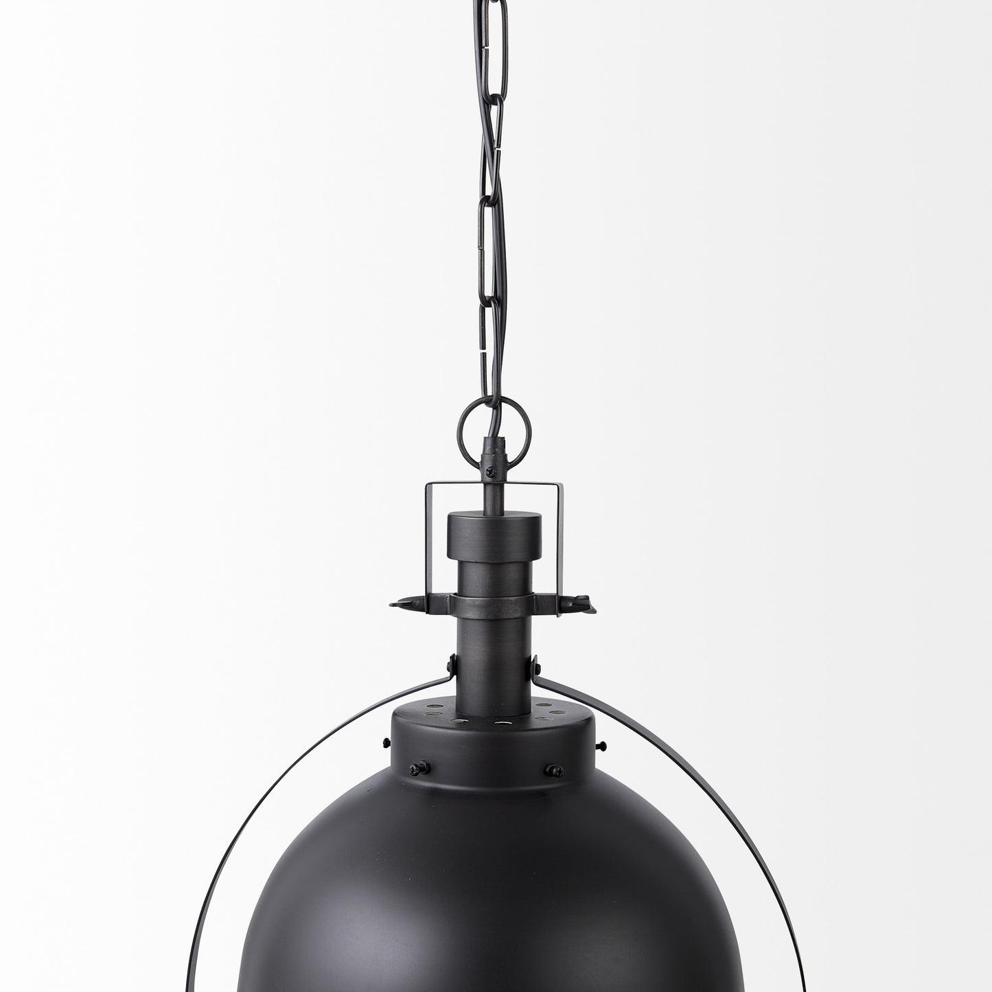 Black Metal Sphere Pendant Hanging Light By Homeroots | Pendant Lamps | Modishstore - 5