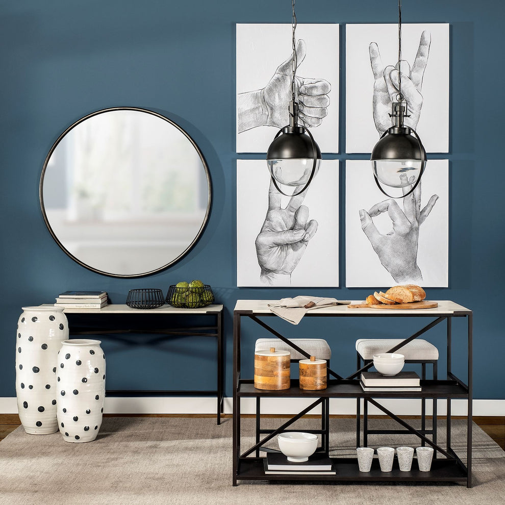 Black Metal Sphere Pendant Hanging Light By Homeroots | Pendant Lamps | Modishstore - 9
