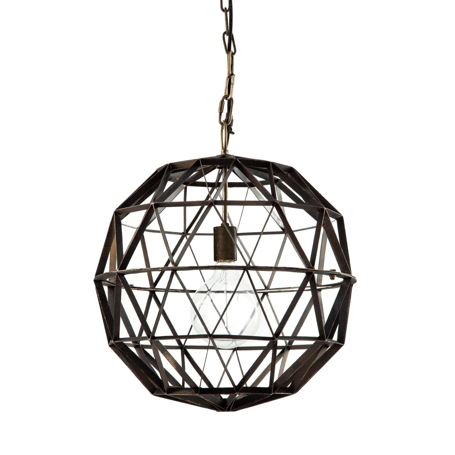 Black Metal Geometric Globe Hanging Light By Homeroots | Chandeliers | Modishstore