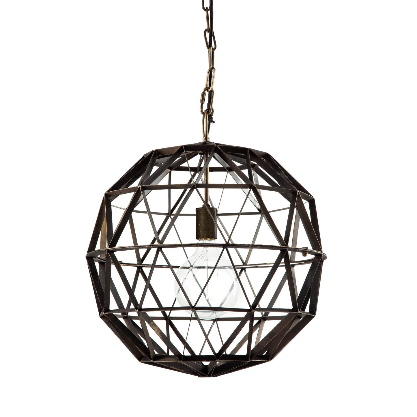 Black Metal Geometric Globe Hanging Light By Homeroots | Chandeliers | Modishstore - 2