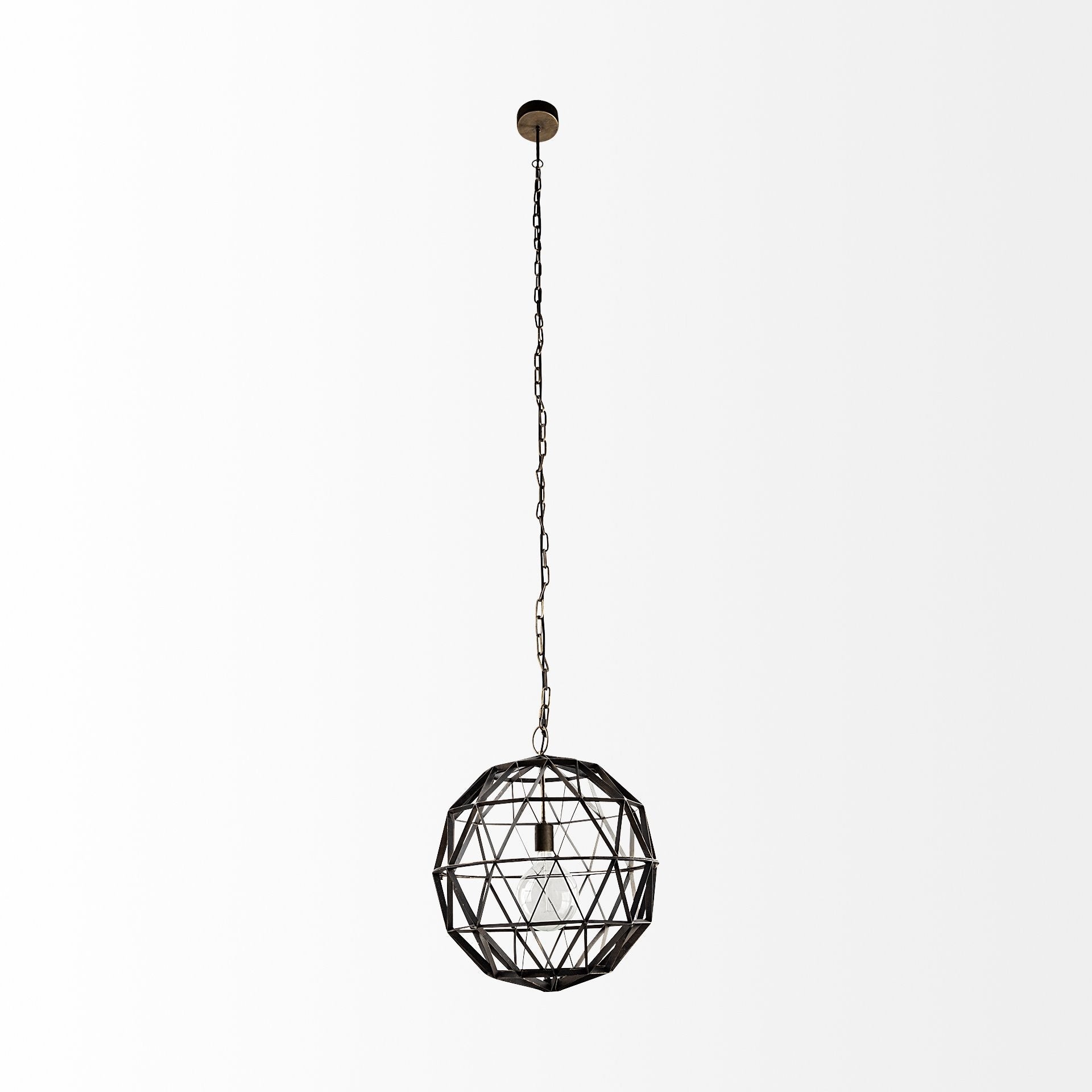 Black Metal Geometric Globe Hanging Light By Homeroots | Chandeliers | Modishstore - 2