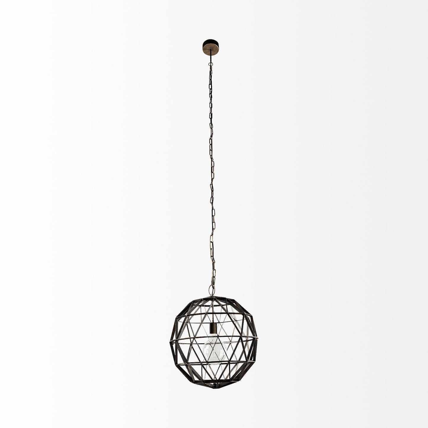 Black Metal Geometric Globe Hanging Light By Homeroots | Chandeliers | Modishstore - 3