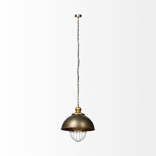Rustic Gold Ton Metal Dome Hanging Light By Homeroots | Chandeliers | Modishstore - 2