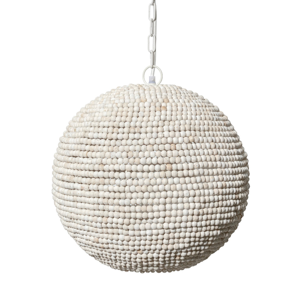 Whitewash Beaded Ball Hanging Light By Homeroots | Chandeliers | Modishstore - 2