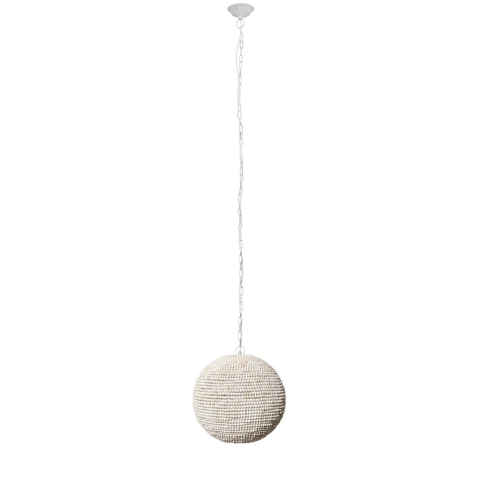 Whitewash Beaded Ball Hanging Light By Homeroots | Chandeliers | Modishstore - 3