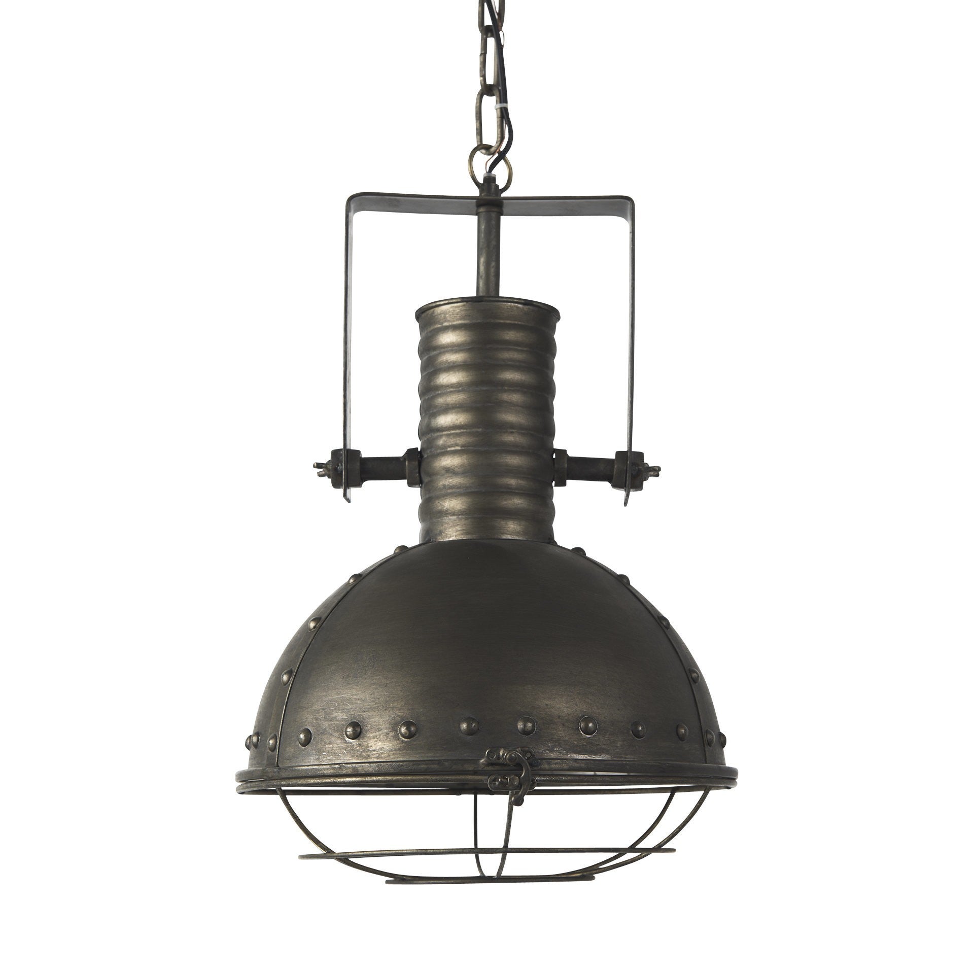 Industrial Caged Black Metal Hanging Light By Homeroots | Chandeliers | Modishstore - 2
