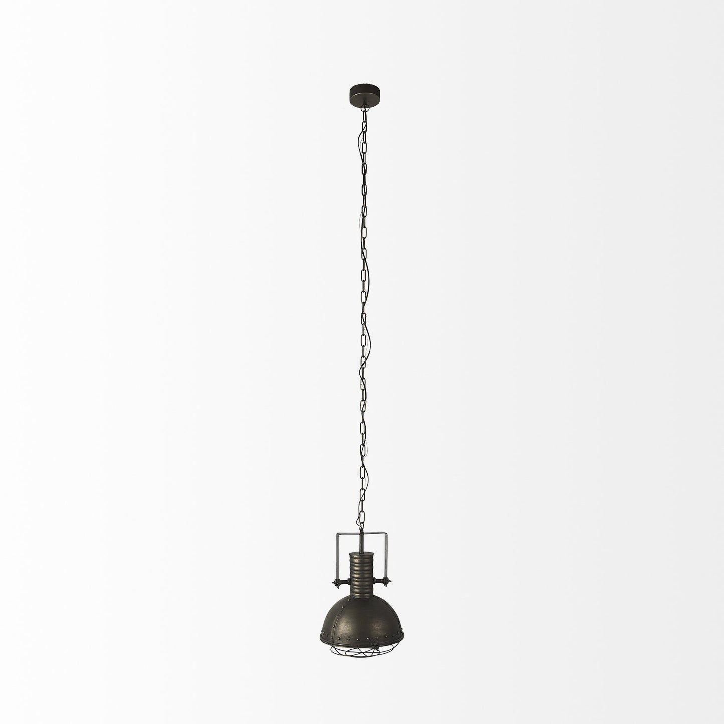 Industrial Caged Black Metal Hanging Light By Homeroots | Chandeliers | Modishstore