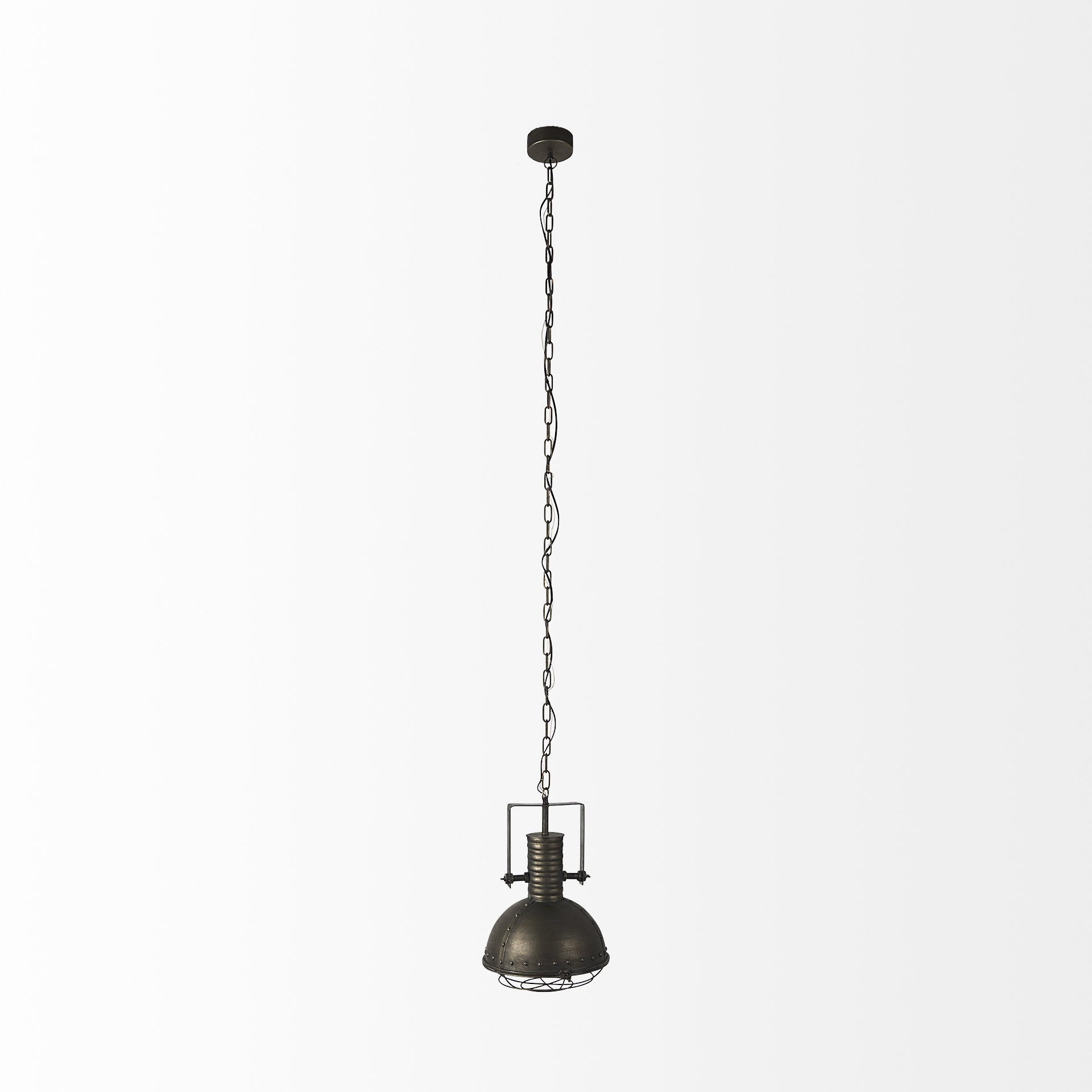 Industrial Caged Black Metal Hanging Light By Homeroots | Chandeliers | Modishstore