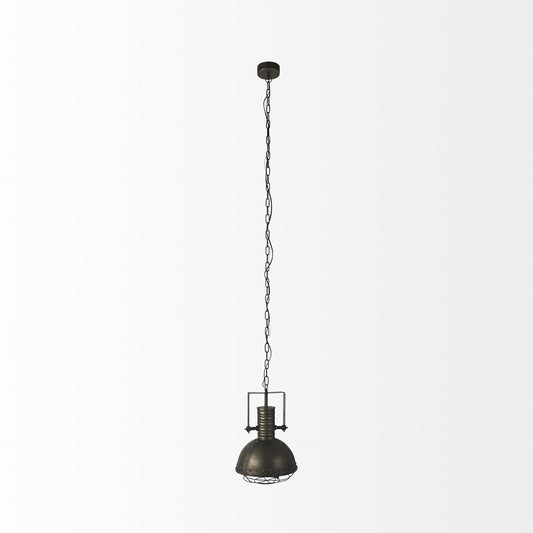 Industrial Caged Black Metal Hanging Light By Homeroots | Chandeliers | Modishstore