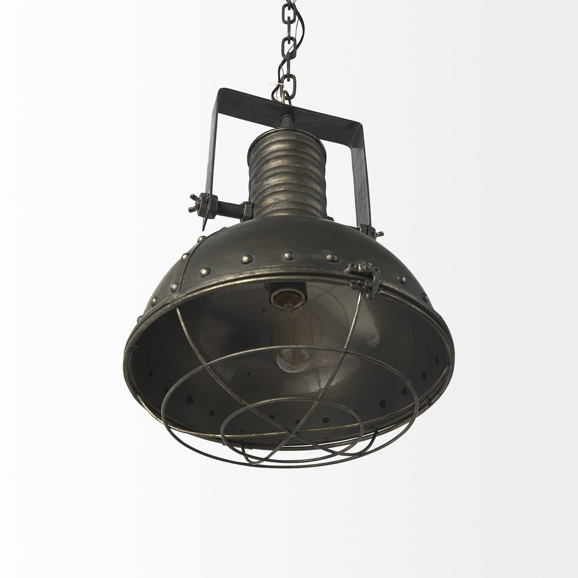 Industrial Caged Black Metal Hanging Light By Homeroots | Chandeliers | Modishstore - 5