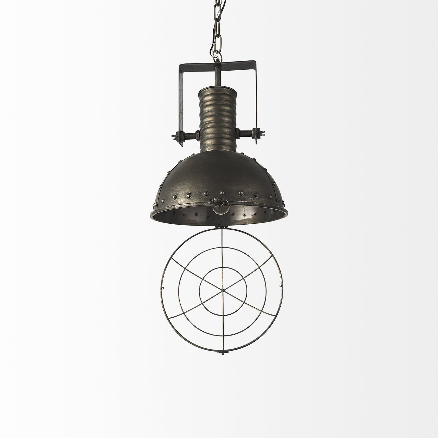 Industrial Caged Black Metal Hanging Light By Homeroots | Chandeliers | Modishstore - 6