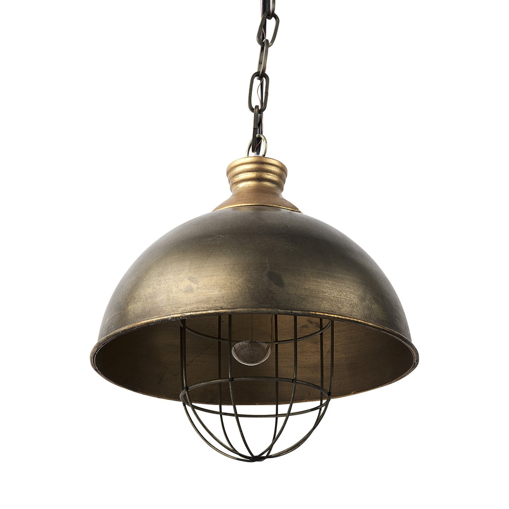 Distressed Bronze Metal Dome Hanging Light By Homeroots | Chandeliers | Modishstore - 2