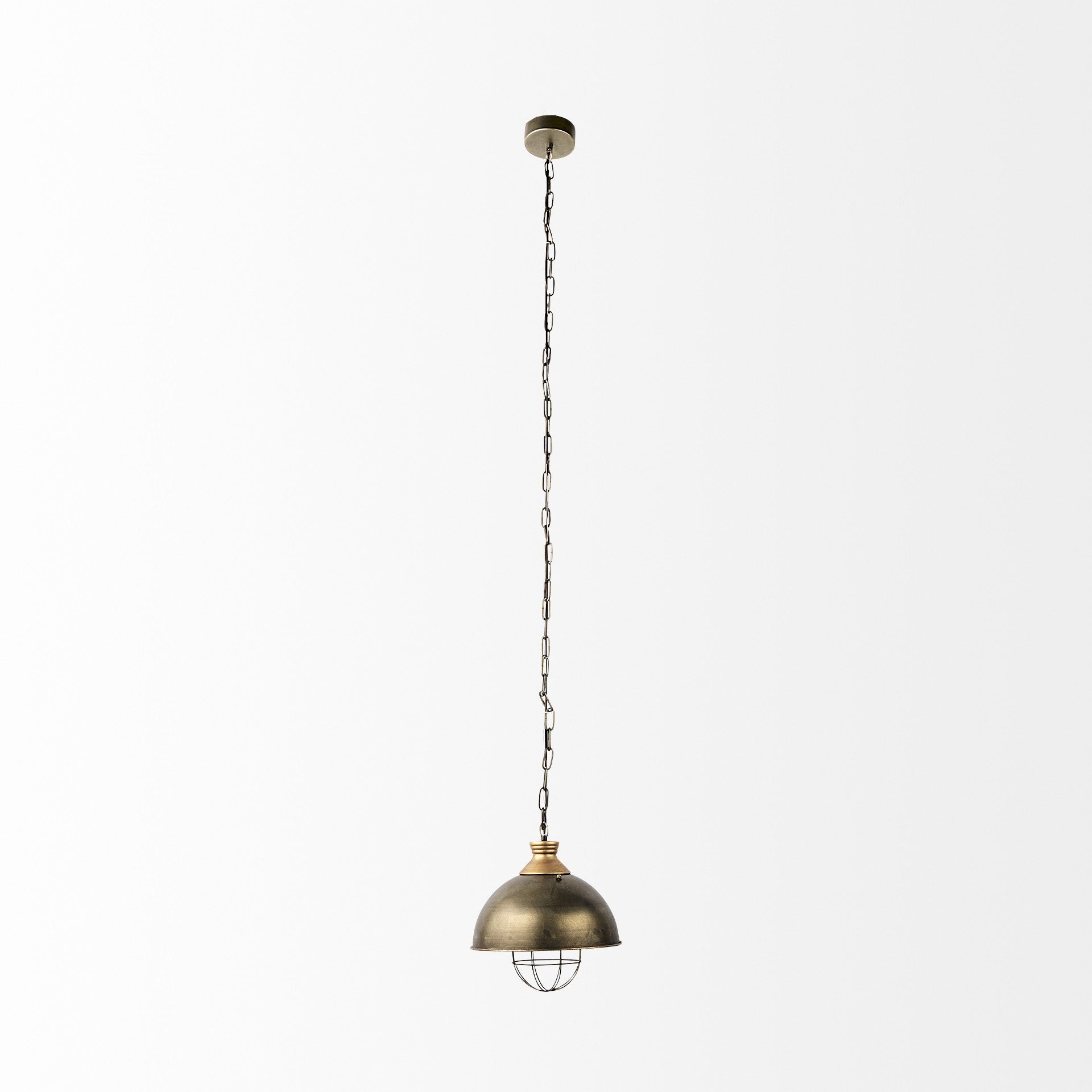 Distressed Bronze Metal Dome Hanging Light By Homeroots | Chandeliers | Modishstore - 2