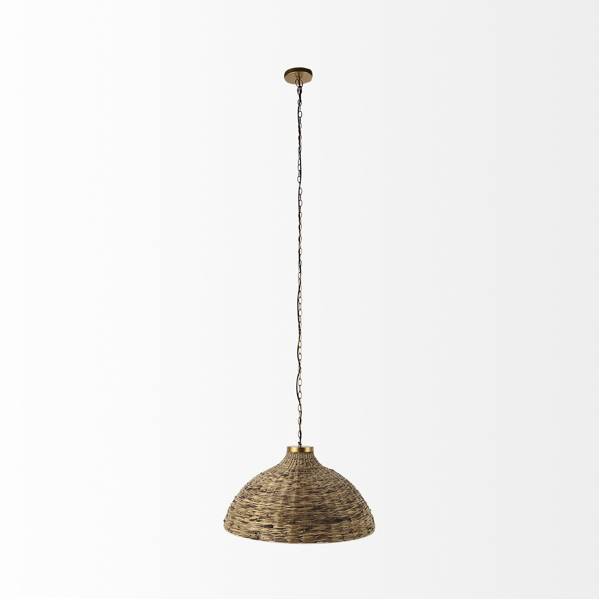 Brown Wicker Domed Hanging Pendant Light By Homeroots | Pendant Lamps | Modishstore - 2