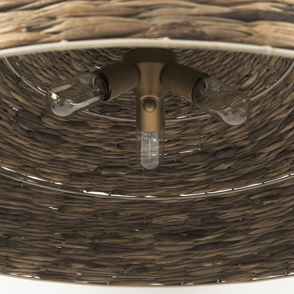 Brown Wicker Domed Hanging Pendant Light By Homeroots | Pendant Lamps | Modishstore - 8