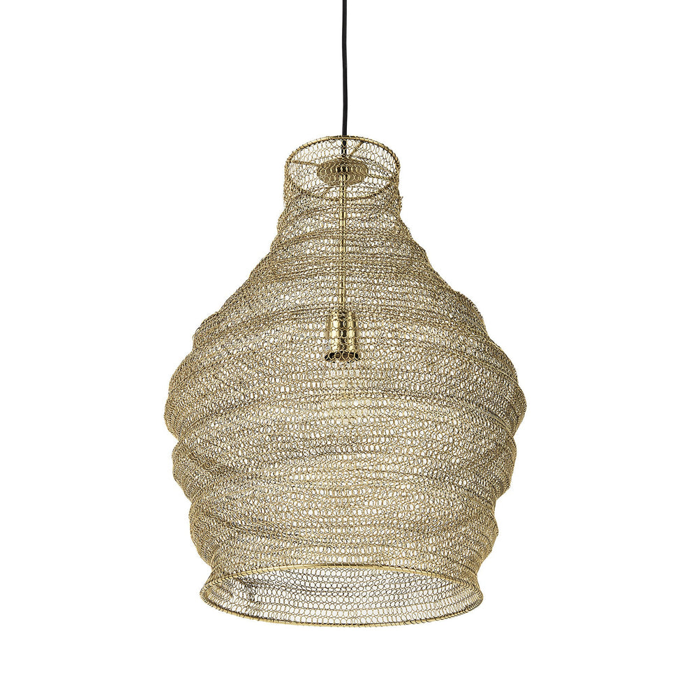 Gold Metal Wire Mesh Hanging Pendant Light By Homeroots | Pendant Lamps | Modishstore - 2