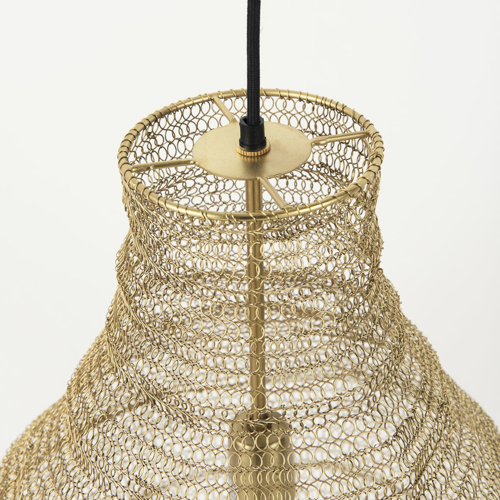 Gold Metal Wire Mesh Hanging Pendant Light By Homeroots | Pendant Lamps | Modishstore - 5