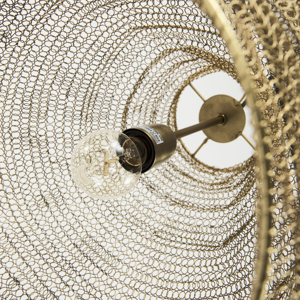 Gold Metal Wire Mesh Hanging Pendant Light By Homeroots | Pendant Lamps | Modishstore - 8