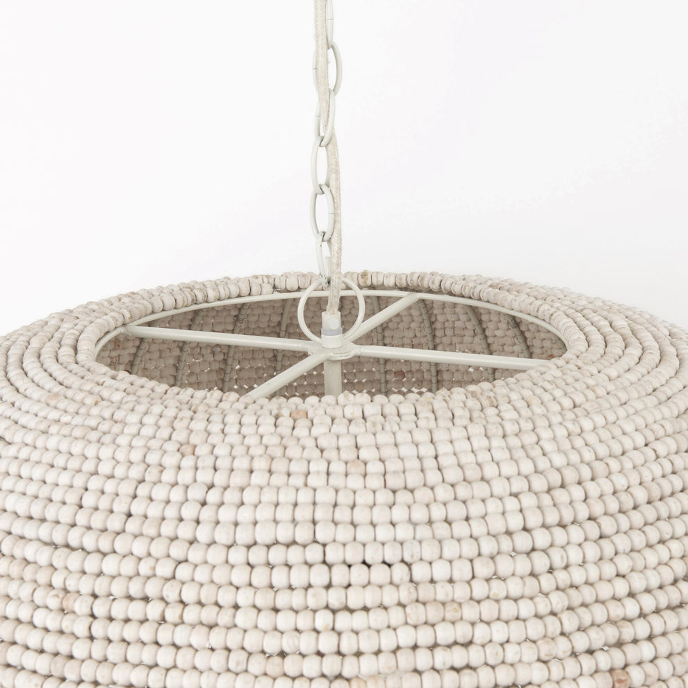 Whitewash Beaded Hanging Chandelier By Homeroots | Chandeliers | Modishstore - 5