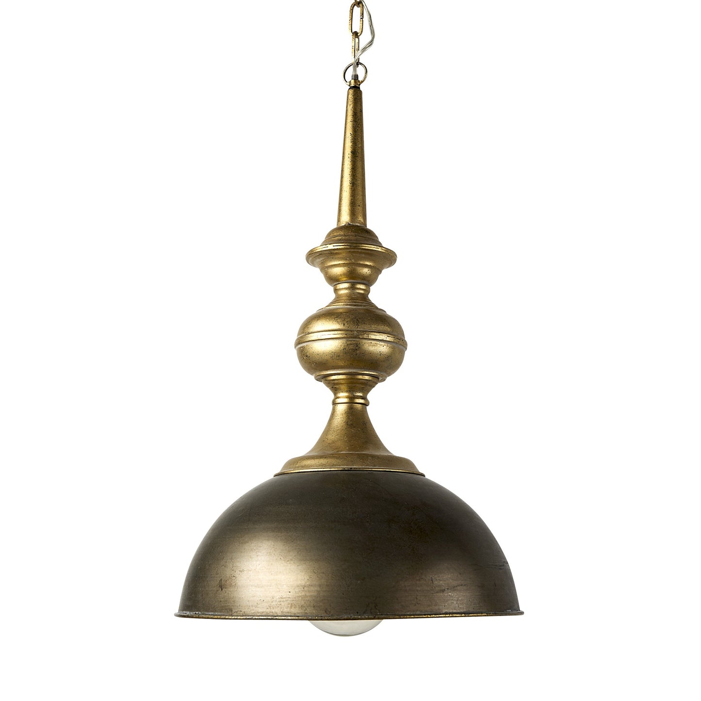 Gold Toned Metal Dome Hanging Pendant Light By Homeroots | Pendant Lamps | Modishstore