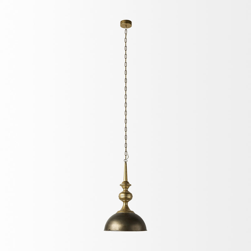 Gold Toned Metal Dome Hanging Pendant Light By Homeroots | Pendant Lamps | Modishstore - 2