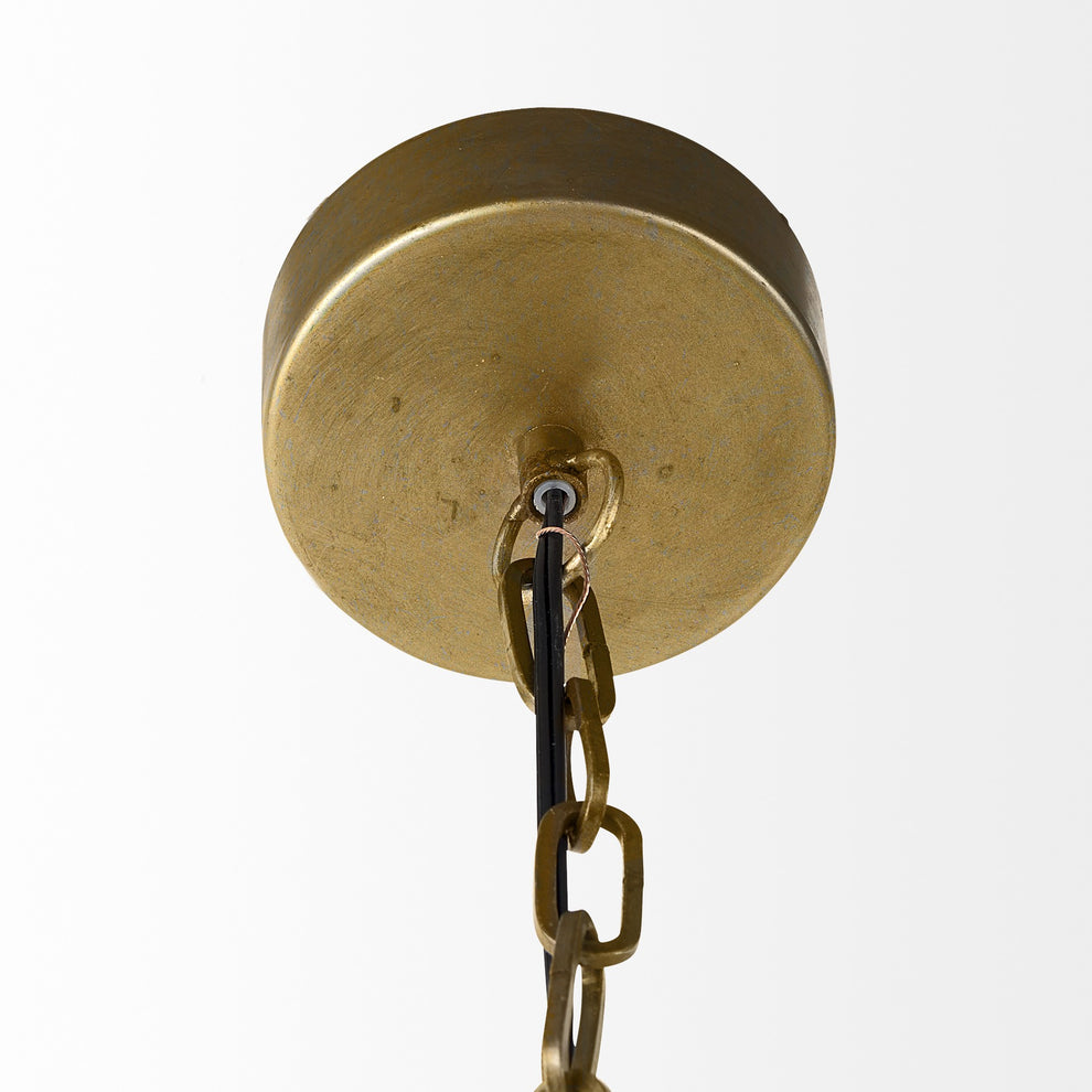 Gold Toned Metal Dome Hanging Pendant Light By Homeroots | Pendant Lamps | Modishstore - 4
