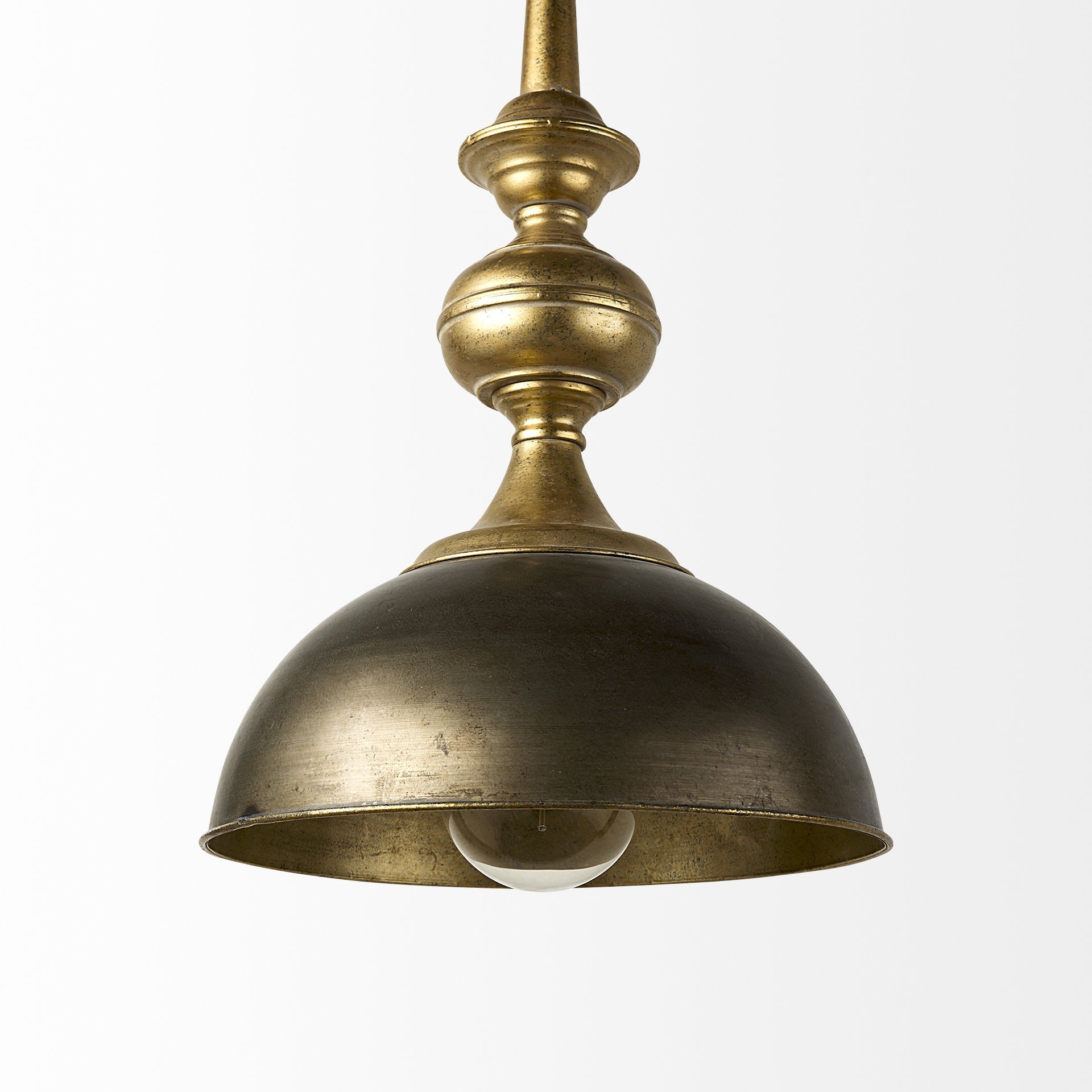 Gold Toned Metal Dome Hanging Pendant Light By Homeroots | Pendant Lamps | Modishstore - 5