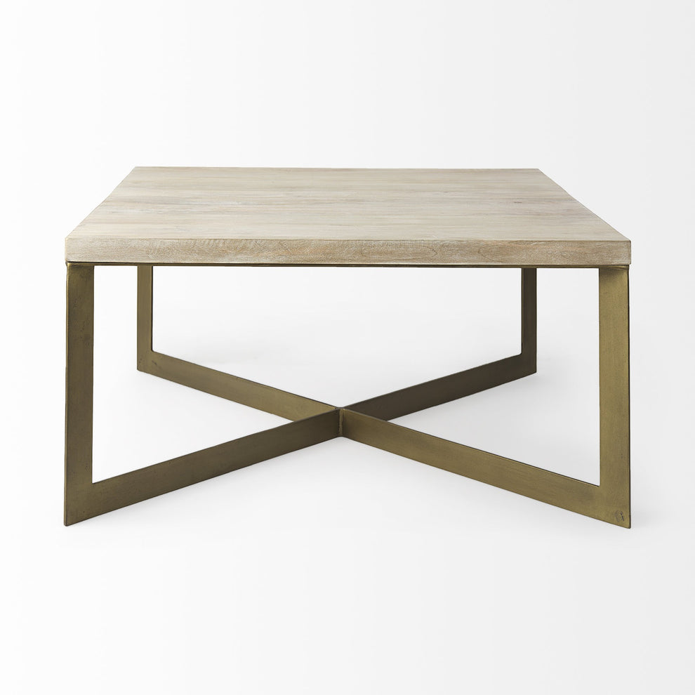 Light Brown Wood and Metal Coffee Table By Homeroots | Coffee Tables | Modishstore - 3