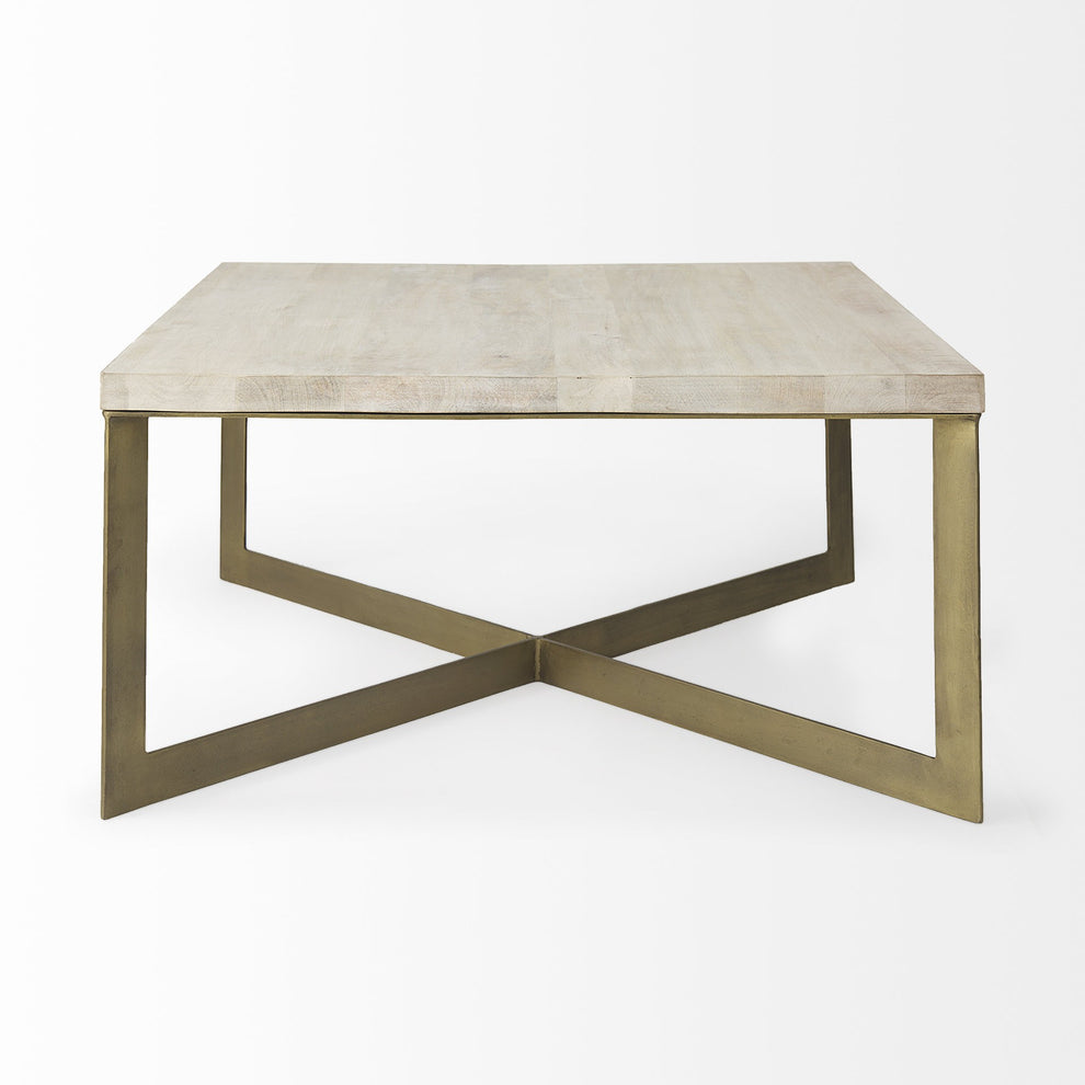 Light Brown Wood and Metal Coffee Table By Homeroots | Coffee Tables | Modishstore - 4