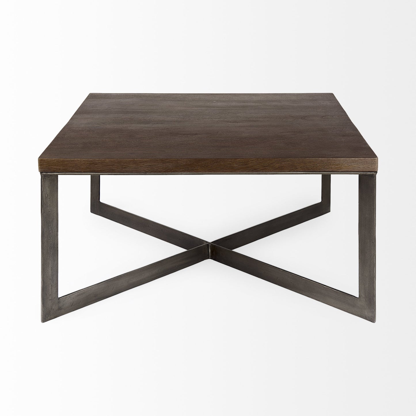Dark Brown Wood and Metal Coffee Table By Homeroots | Coffee Tables | Modishstore - 2